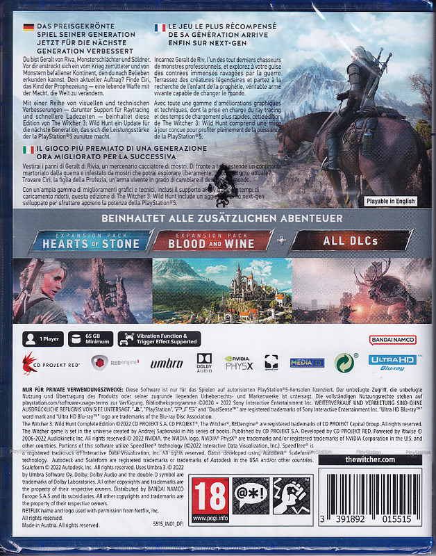 The Witcher 3: Wild Hunt Complete Edition (AT) Rueckseite