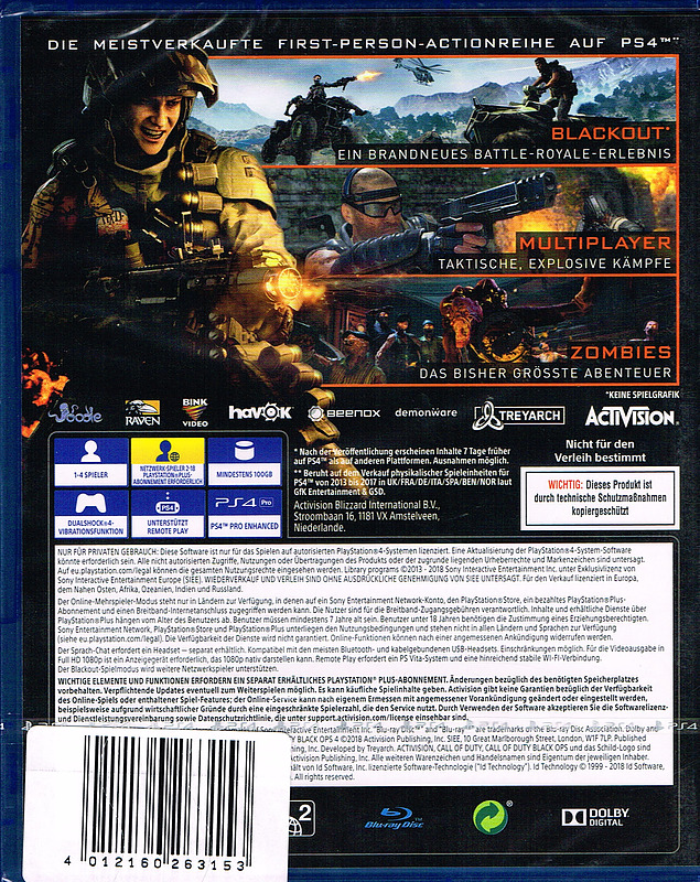 Call of Duty: Black Ops 4 (AT-PEGI) Rueckseite