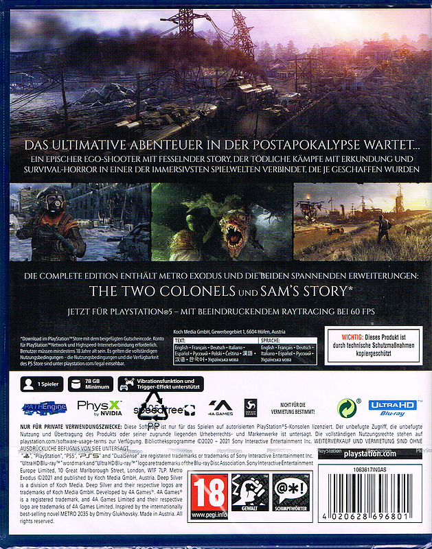 Metro Exodus Complete Edition Rueckseite