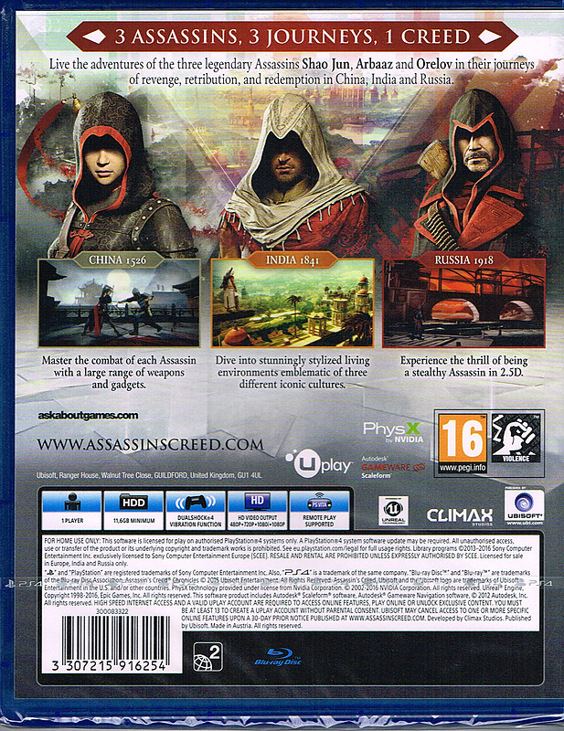 Assassin's Creed Chronicles (EU-Import) Rueckseite