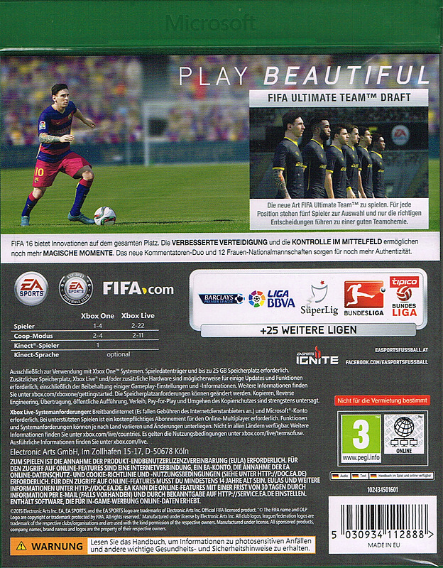 FIFA 16 (AT-PEGI) + Steelbook Rueckseite