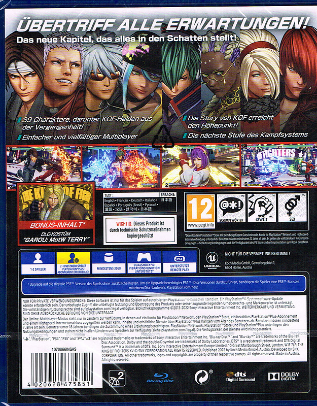 The King of Fighters XV Day One Edition Rueckseite
