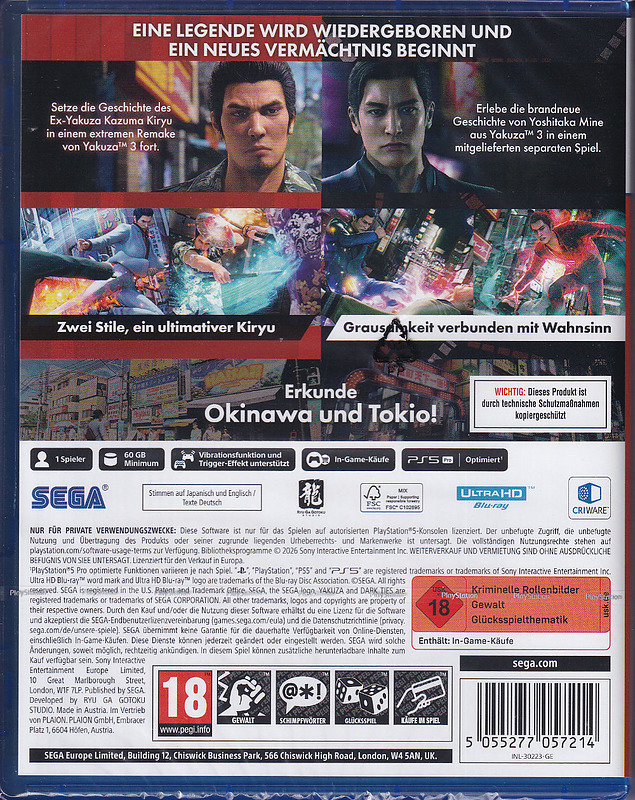 Yakuza Kiwami 3 & Dark Tides + DLC Rueckseite