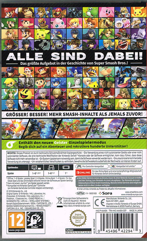 Super Smash Bros. Ultimate (AT-PEGI) Rueckseite