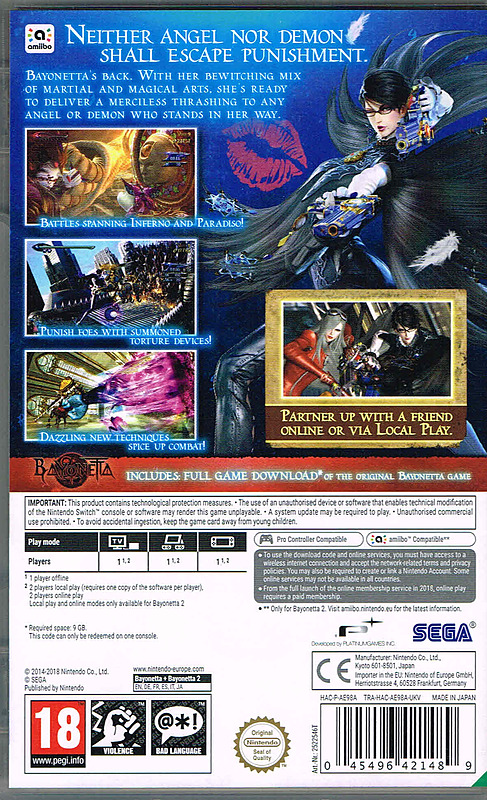 Bayonetta 2 + Bayonetta 1 DLC (PEGI) Rueckseite