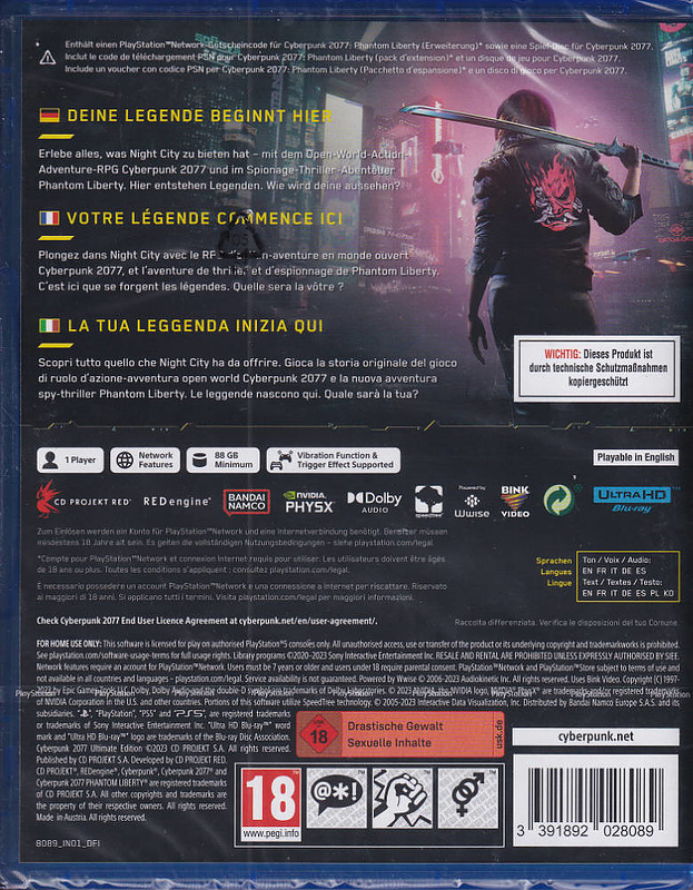 Cyberpunk 2077 Ultimate Collection DLC als Download enthalten Rueckseite