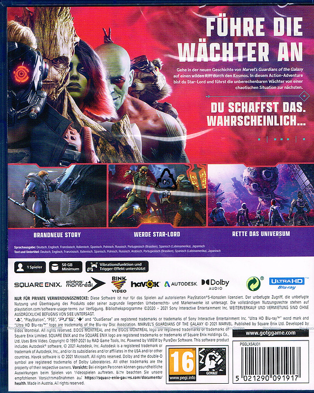Marvel's Guardians of the Galaxy (AT) Rueckseite