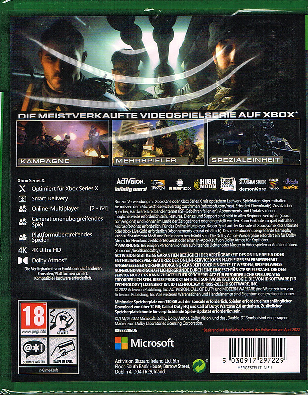 Call of Duty: Modern Warfare II (AT-PEGI) inkl. Beta-Zugang Rueckseite