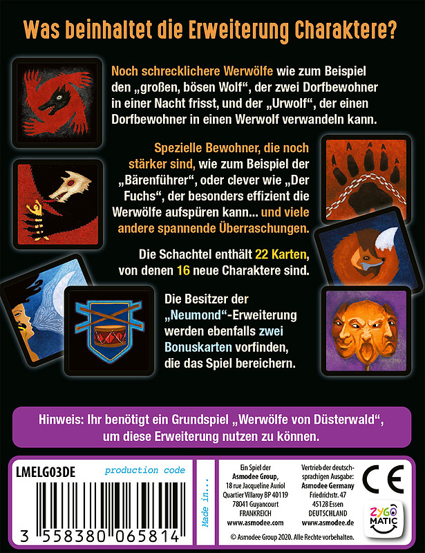 Die Werwölfe von Düsterwald - Charaktere Rueckseite