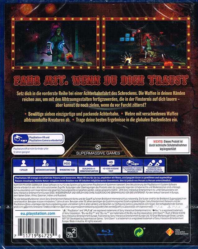 Until Dawn: Rush of Blood Rueckseite