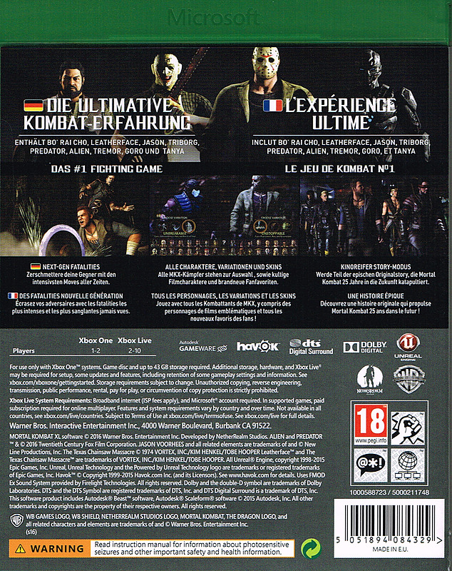 Mortal Kombat XL (AT-PEGI) Rueckseite