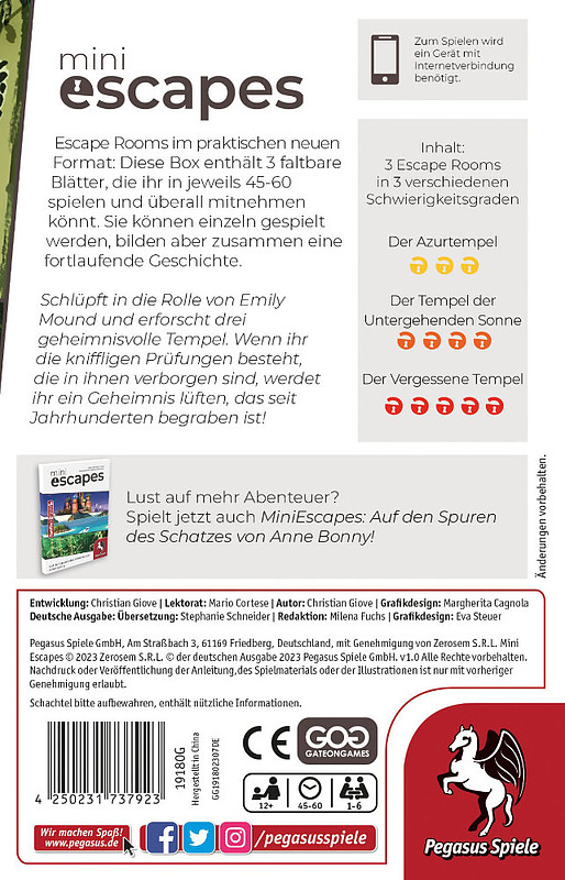 MiniEscapes - Das Mysterium des Verlorenen Kultes Rueckseite