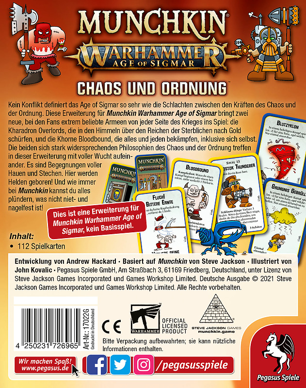 Munchkin: Warhammer AOS Chaos & Ordnung Rueckseite