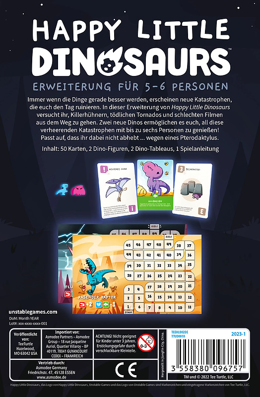 Happy Little Dinosaurs: 5-6 Personen Erweiterung Rueckseite