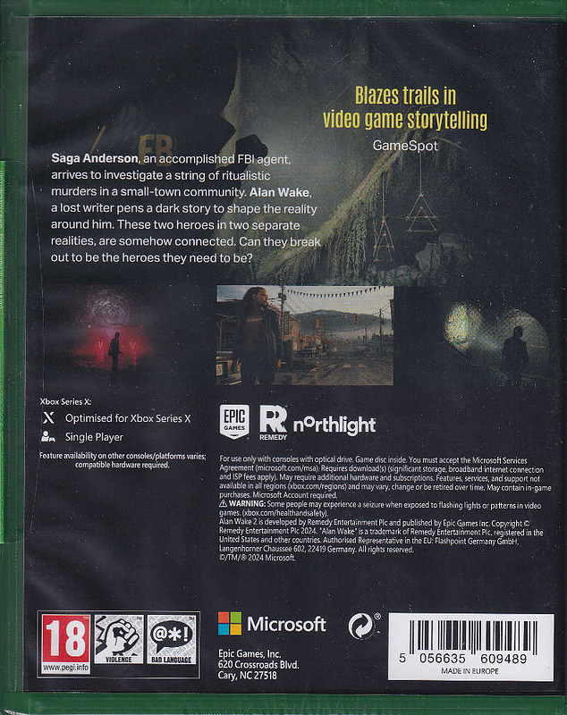 Alan Wake 2 Deluxe (PEGI) Rueckseite