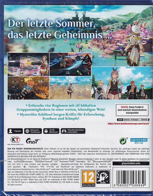 Atelier Ryza 3: Alchemist of the End & the Secret Key Rueckseite