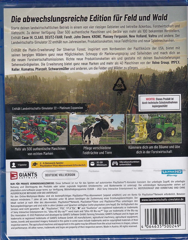 Landwirtschafts Simulator 22 Platinum Rueckseite