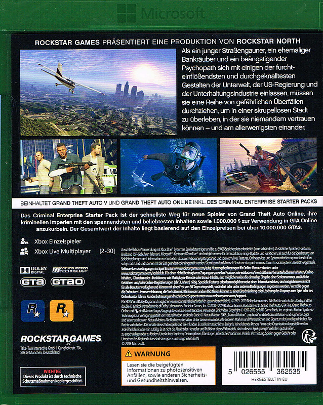 Grand Theft Auto V Premium Edition (AT-PEGI) Rueckseite