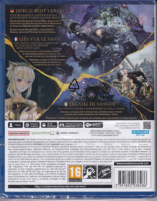 Code Vein 2 + 3 Boni (AT-PEGI) Rueckseite