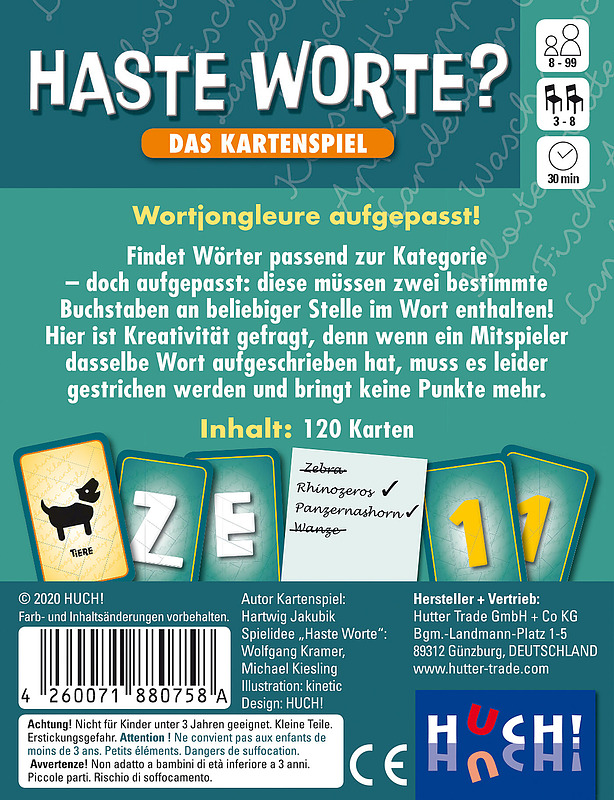 Haste Worte - Das Kartenspiel Rueckseite