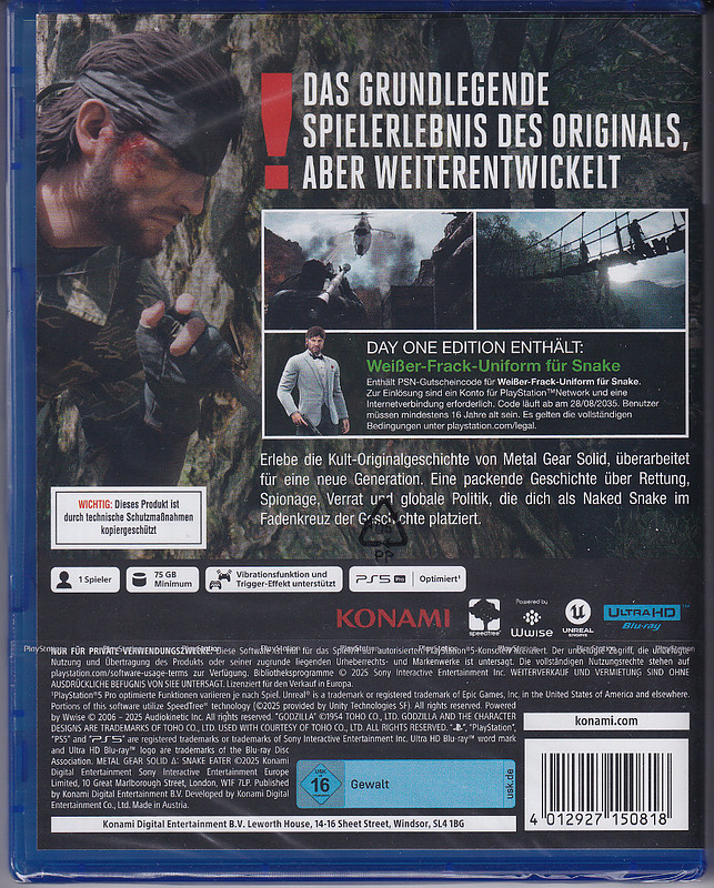 Metal Gear Solid Delta: Snake Eater Remake Rueckseite