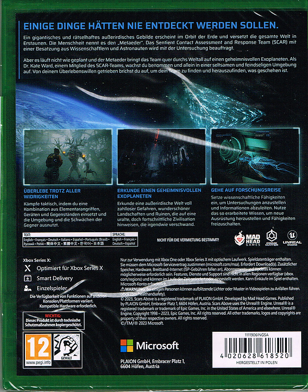 Scars Above Rueckseite