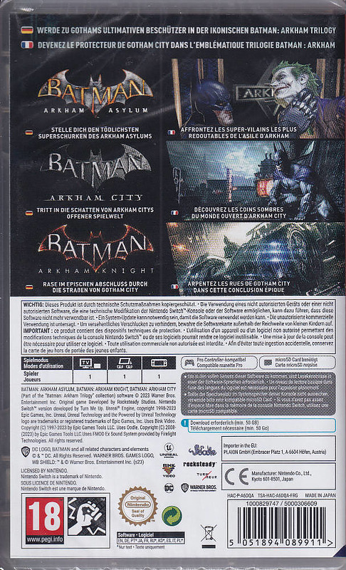Batman Arkham Trilogy (AT-PEGI) Rueckseite