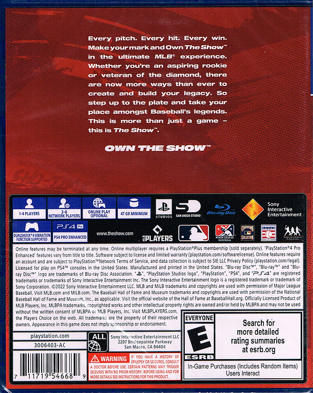 MLB: The Show 22 (US-Import) Rueckseite