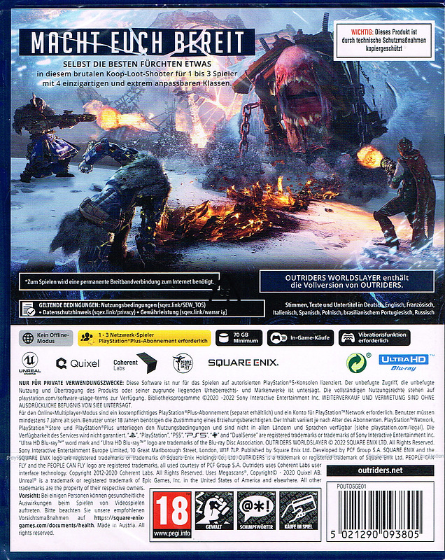 Outriders Worldslayer Edition Rueckseite