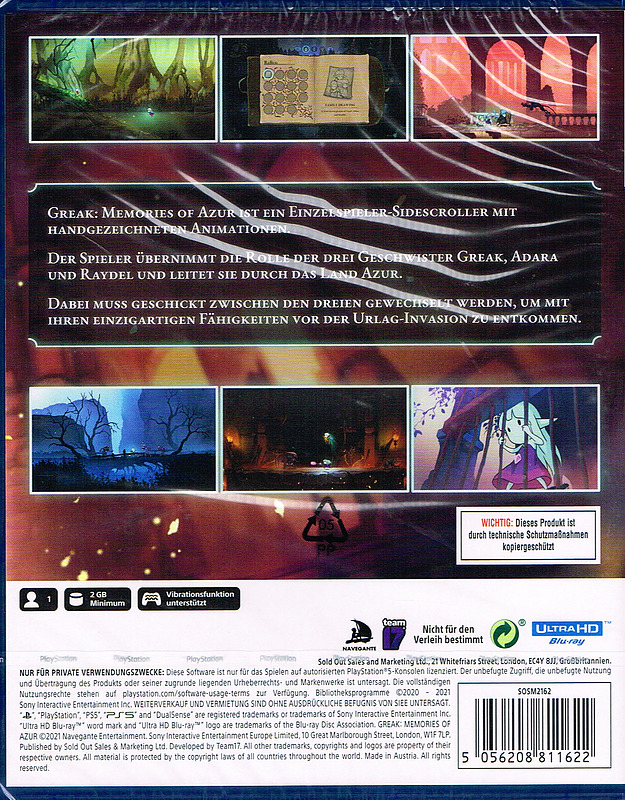 Greak: Memories of Azur Rueckseite