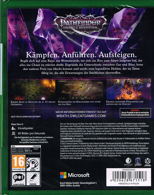 Pathfinder: Wrath of the Righteous Limited Edition Rueckseite