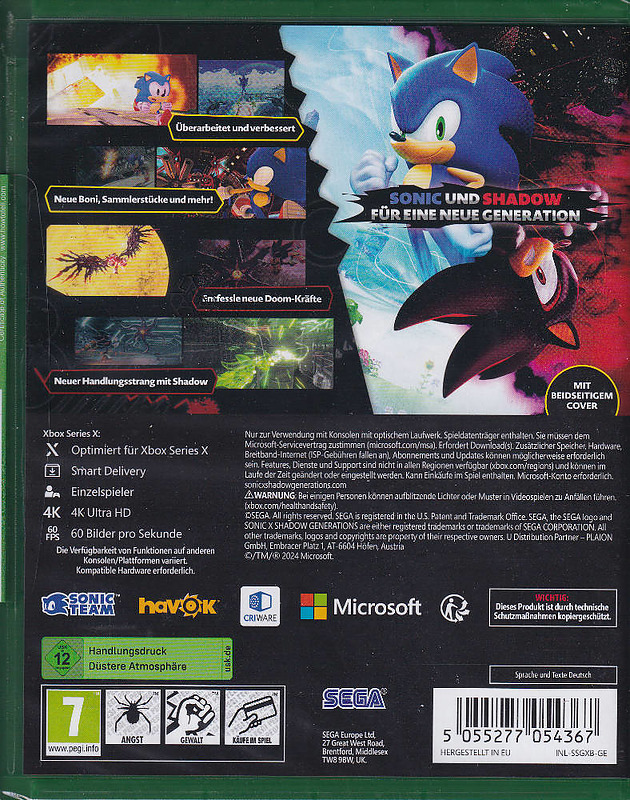 Sonic X Shadow Generations Remaster + 3 Boni Rueckseite