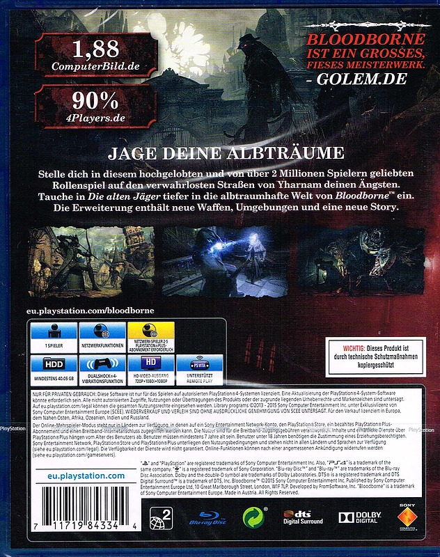 Bloodborne Game of the Year Edition Rueckseite