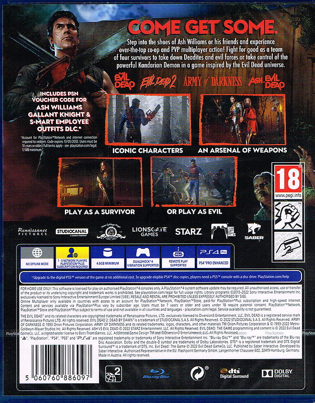 Evil Dead: The Game + 2 Boni (PEGI) Rueckseite