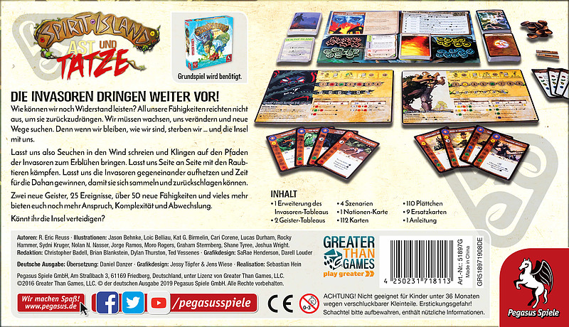 Spirit Island: Ast und Tatze Rueckseite