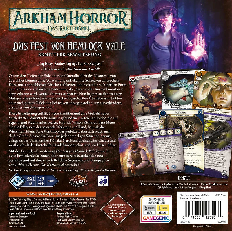 Arkham Horror: LCG - Das Fest von Hemlock Vale Rueckseite Arkham Horror: LCG - Das Fest von Hemlock Vale Rueckseite