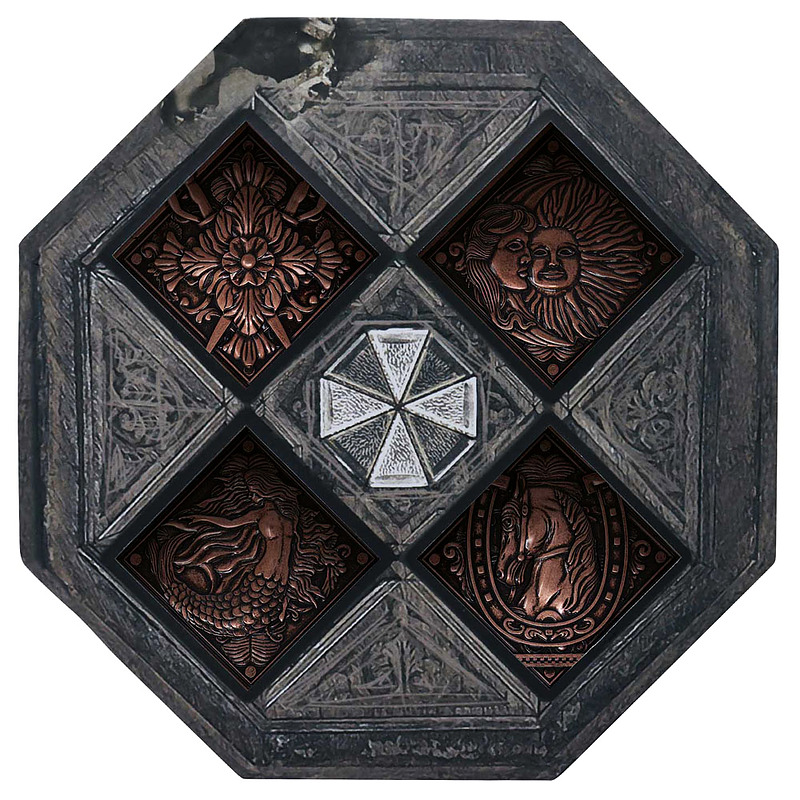 Resident Evil VIII Medaillen-Set House Crest Cover