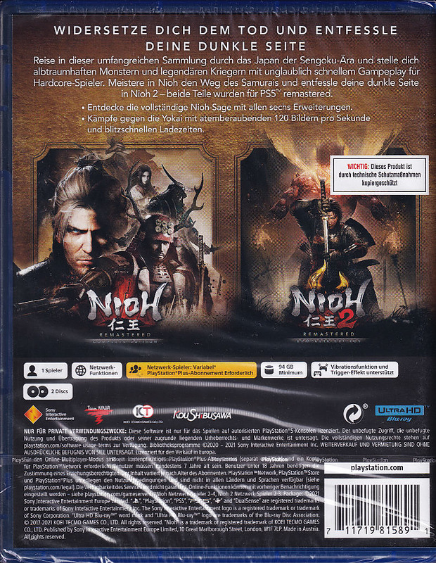 Nioh Collection Rueckseite