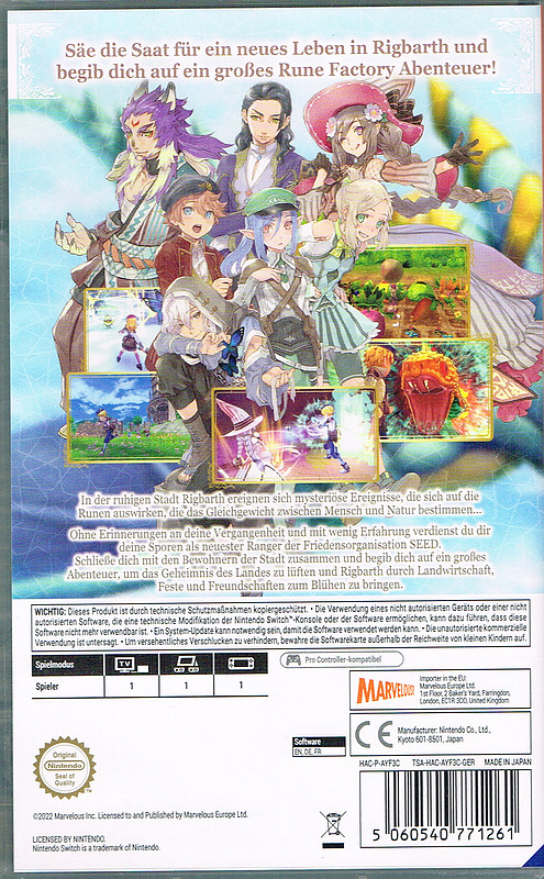 Rune Factory 5 Rueckseite