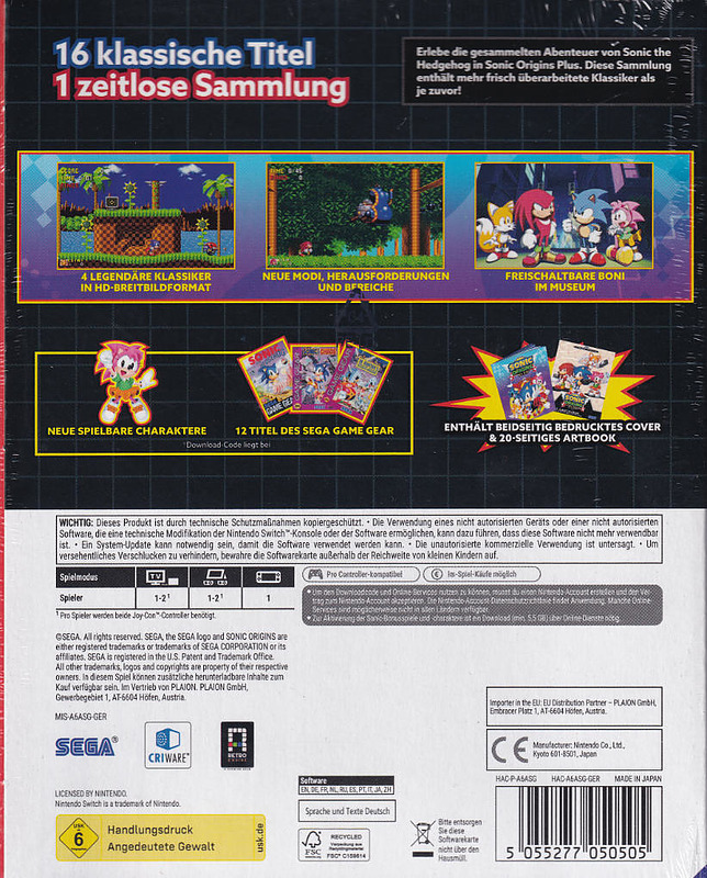 Sonic Origins Plus Limited Edition Rueckseite