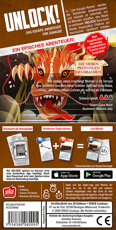 Unlock! - Die sieben Prüfungen des Drachen Rueckseite Unlock! - Die sieben Prüfungen des Drachen Rueckseite