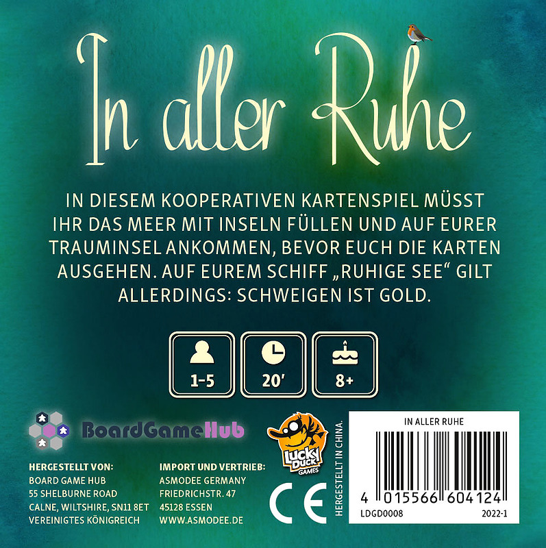 In aller Ruhe 1-5 Spieler, Spieldauer ca. 20 Minuten Rueckseite