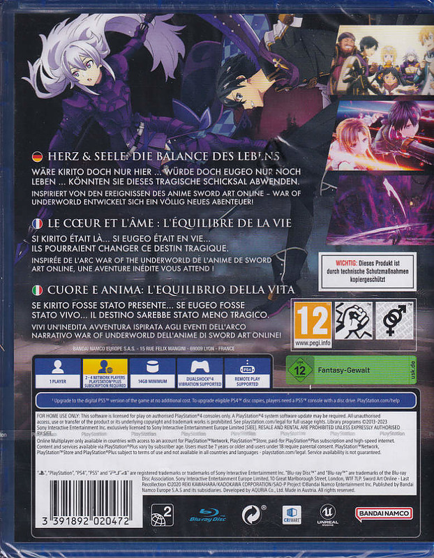 Sword Art Online Last Recollection Rueckseite