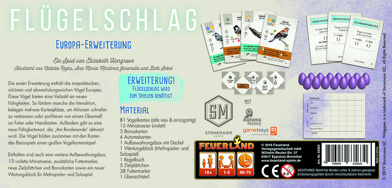 Flügelschlag - Europa Rueckseite