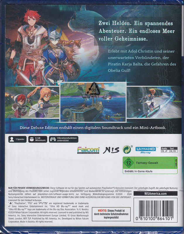 Ys X: Nordics Deluxe Edition Rueckseite