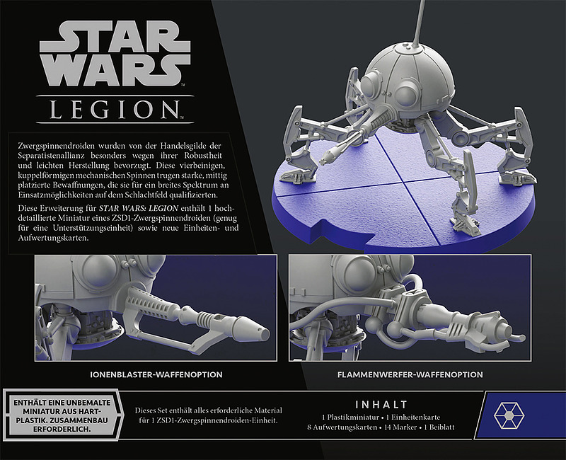 Star Wars: Legion - ZSD1-Zwerg-Spinnendroide Rueckseite
