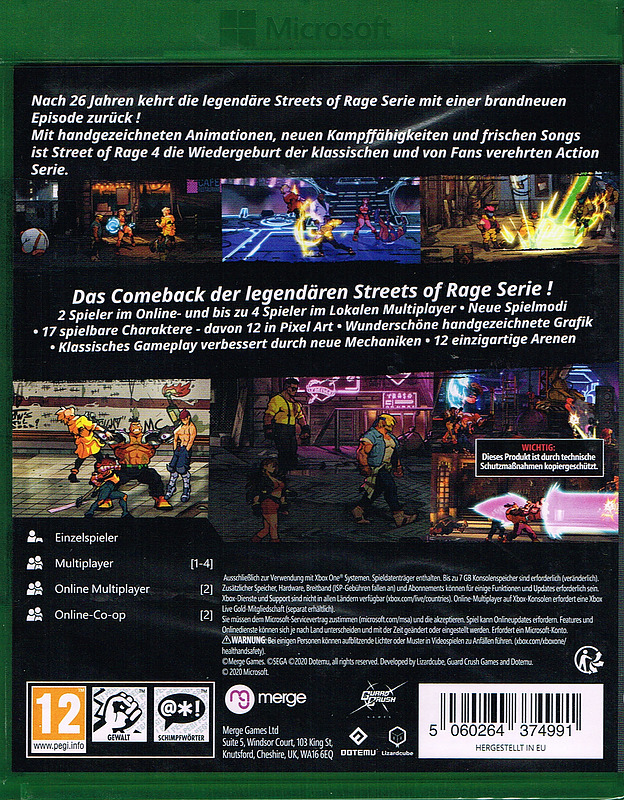 Streets of Rage 4 Rueckseite