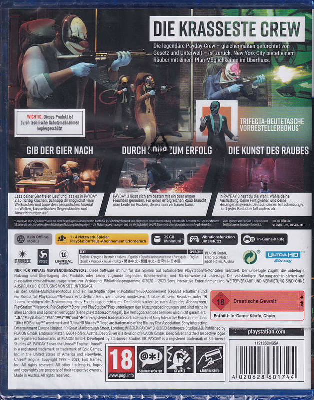 Payday 3 Day 1 Edition + 2 Boni Rueckseite