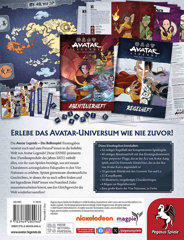 Avatar Legends - Das Rollenspiel: Einstiegsbox Rueckseite
