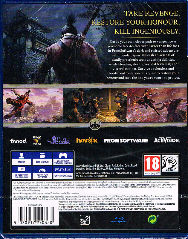 Sekiro: Shadows Die Twice GOTY Edition (PEGI) Rueckseite